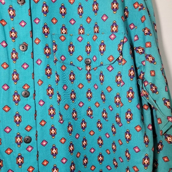 NEW VTG Circle T By Marilyn Lenox Blue Argyle Western Cowgirl Rodeo Top Sz M - Picture 4 of 12